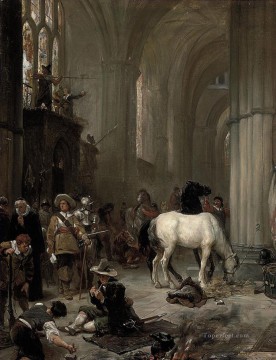 ウェルズ大聖堂を冒涜するクロムウェル軍 ロバート・アレクサンダー・ヒリングフォードの歴史的な戦闘シーン Oil Paintings